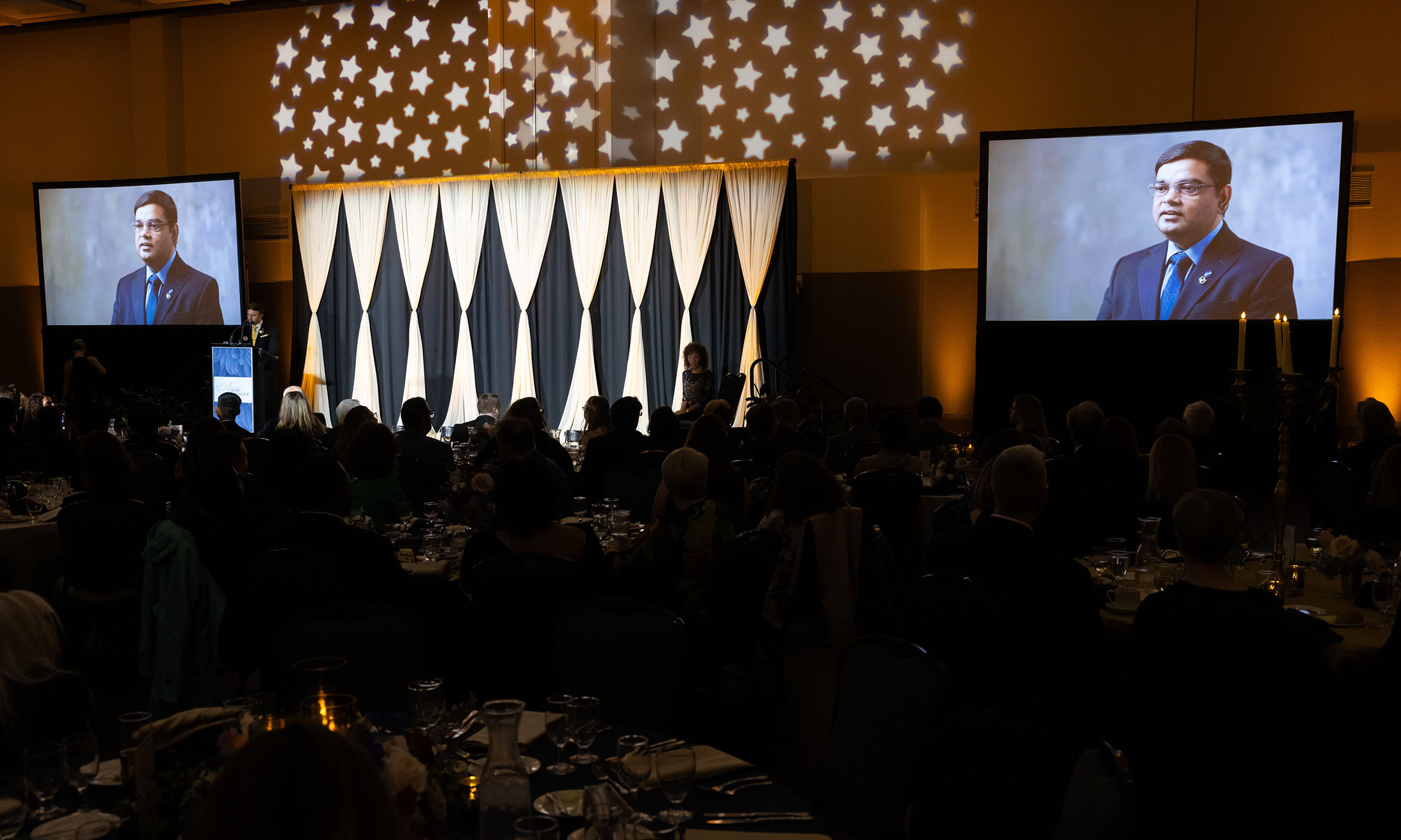 awards presentation with screen displays