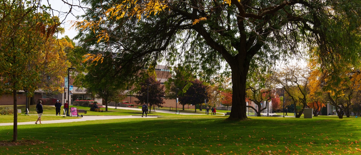 Oakland University's campus in fall