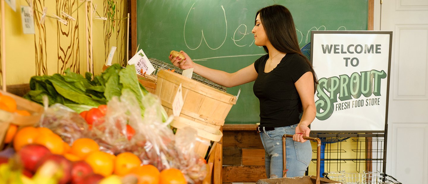 Woman shopping for produce