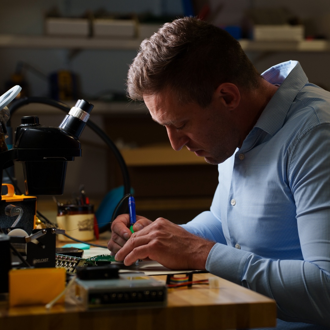 Jason Gorski working on an engineering project