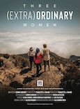 Photo of three women standing on top of a mountain with the text “Three (Extra)Ordinary Women” above them