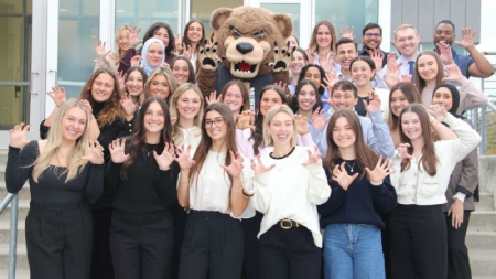 Master of Physician Assistant Science students with Grizz